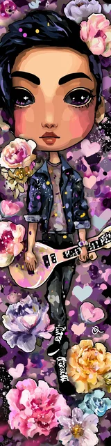 Free teacher bookmark featuring an Asian guitar teacher holding a ukulele